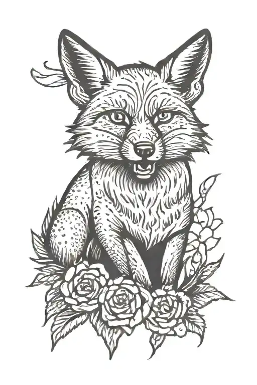 angry fox tattoo design idea