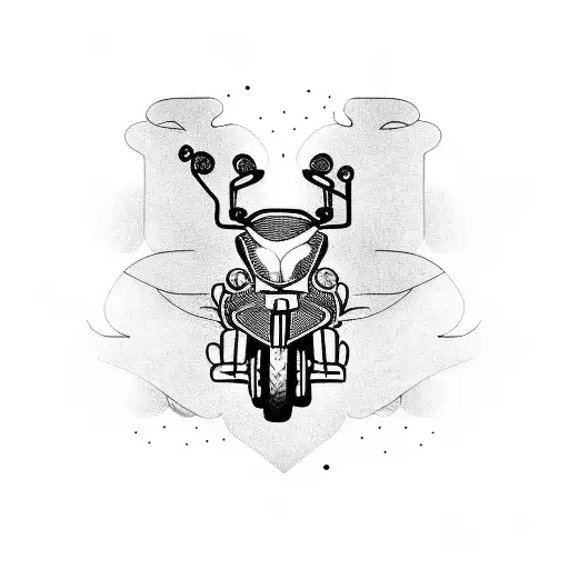 motorbike guitar climbing booze tattoo design idea