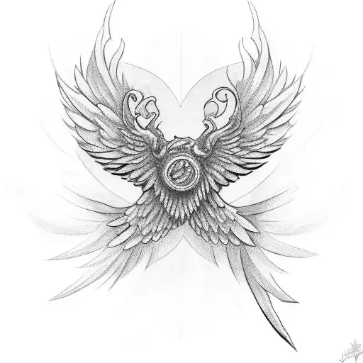 wings with sunrise background  tattoo design idea