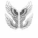 wings with sunrise background and cross in center tattoo design idea