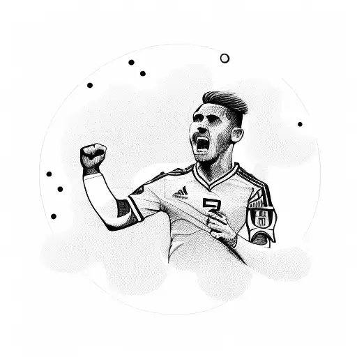 soccer player scoring a goal with a futuristic twist tattoo design idea