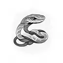 fine line simplistic snake wrapped around a dagger  tattoo design idea