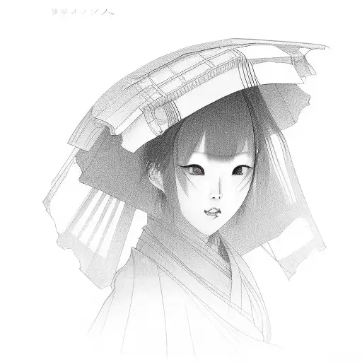 Japanese Woman Face tattoo design idea