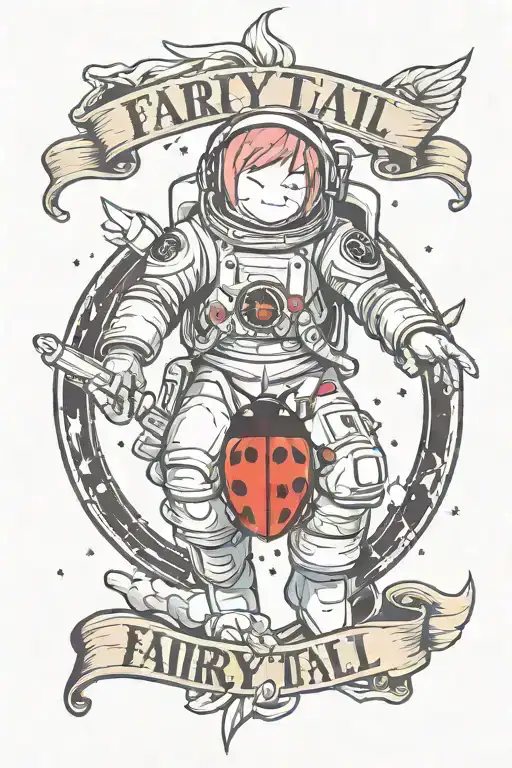 fairytail logo, astronaut, ladybug tattoo design idea