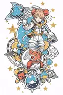 fairytail logo, astronaut, ladybug tattoo design idea