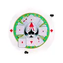 A traditional tattoo of a poker chip with video game controllers and UFOs as the design elements tattoo design idea