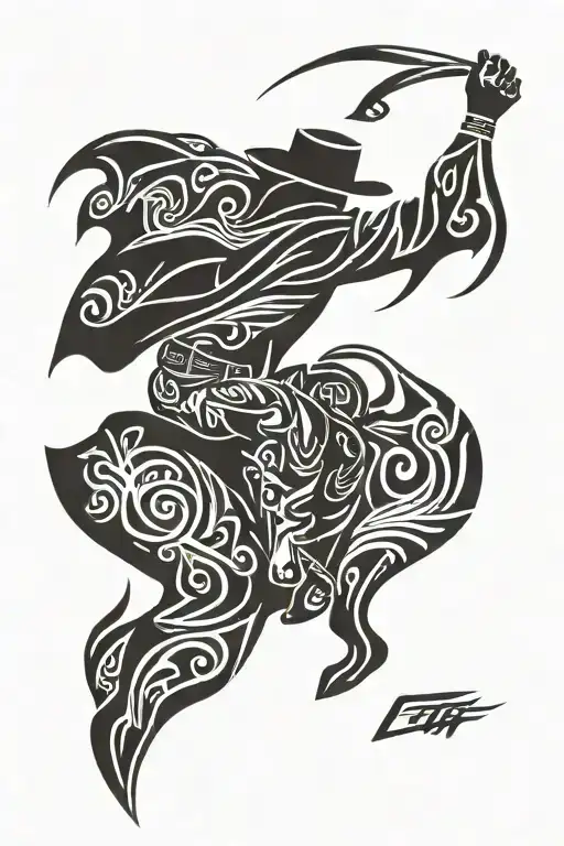 cowboy silhouette  tattoo design idea