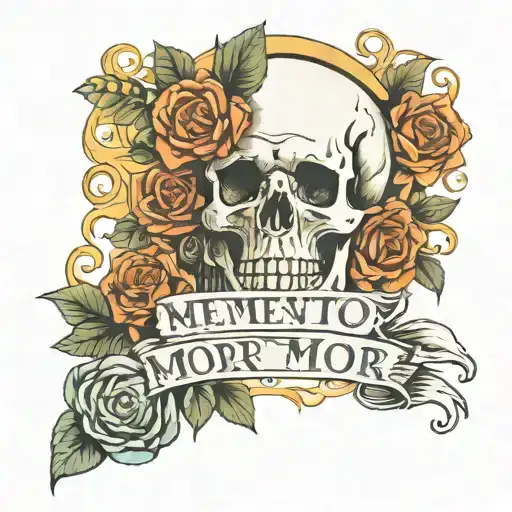 memento mori text tattoo design idea