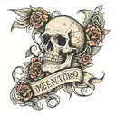 memento mori text tattoo design idea