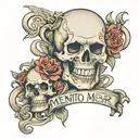 memento mori text tattoo design idea