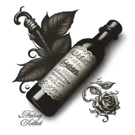 A vintage apothecary bottle with a quote from Hamlet in elegant script tattoo design idea
