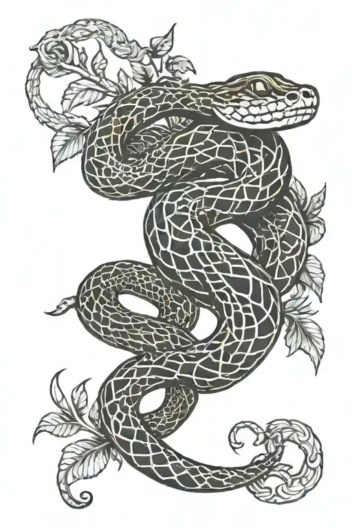 A snake coiled around a roulette wheel like trees colors sunset tattoo design idea