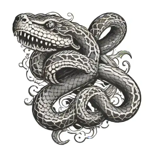 A snake shedding its skin to reveal gambling symbols underneath tattoo design idea