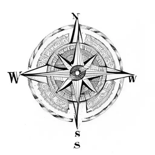 A vintage compass with intricate details tattoo design idea