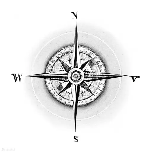 A vintage compass with intricate details tattoo design idea