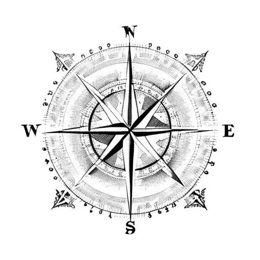 A vintage compass with intricate details tattoo design idea