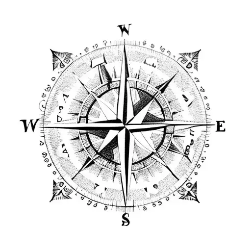 A vintage compass with intricate details tattoo design idea