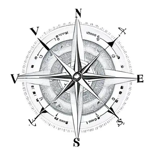 A vintage compass with intricate details tattoo design idea