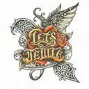 text "let's tell.." tattoo design idea