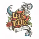 text "let's tell.." tattoo design idea