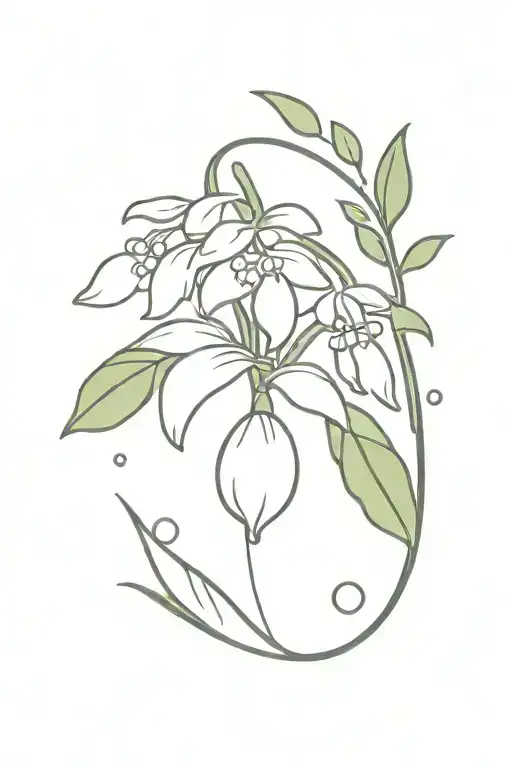snow drop flower, lily of the valley flower, holly berry flower tattoo design idea