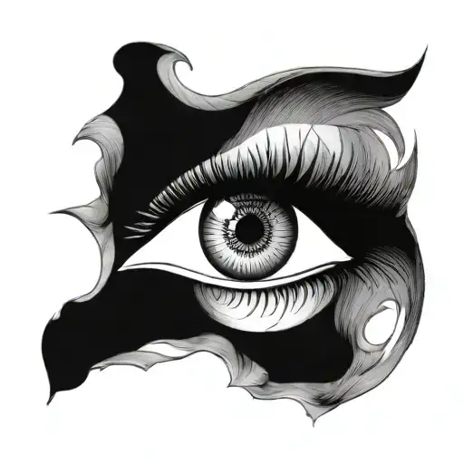 suminagashi symmetrical shape with an eye in the middle  tattoo design idea