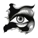 suminagashi symmetrical shape with an eye in the middle  tattoo design idea