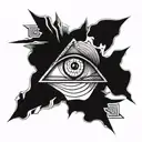 suminagashi symmetrical shape with an eye in the middle  tattoo design idea