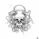 OCTOPUS SKULL tattoo design idea