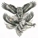 tiger and eagle soaring tattoo design idea