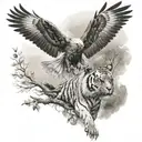 tiger and eagle soaring tattoo design idea