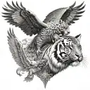 tiger and eagle soaring tattoo design idea