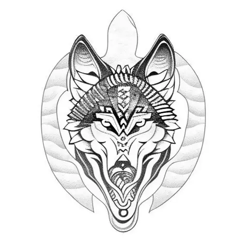 wolf snake biting tattoo design idea