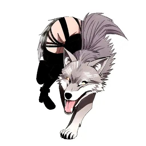 wolf snake biting tattoo design idea