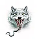 wolf snake biting tattoo design idea