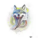 wolf snake biting tattoo design idea