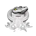 wolf snake biting tattoo design idea