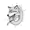 wolf snake biting tattoo design idea