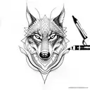 wolf snake biting tattoo design idea