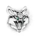 wolf snake biting tattoo design idea