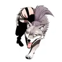 wolf snake biting tattoo design idea