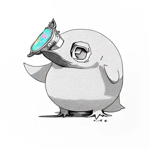 Psyduck holding an Opal gemstone  tattoo design idea