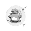 Psyduck and an Opal gemstone  tattoo design idea