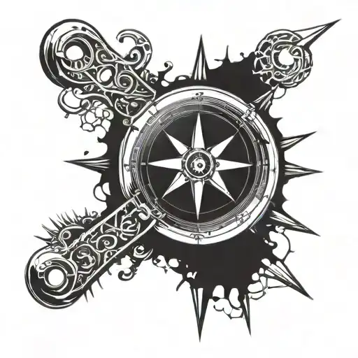 compass spanner arms  tattoo design idea