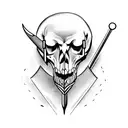 sabre tooth skull with arrow going through it tattoo design idea