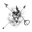sabre tooth skull with arrow going through it tattoo design idea