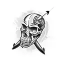 sabre tooth skull with arrow going through it tattoo design idea
