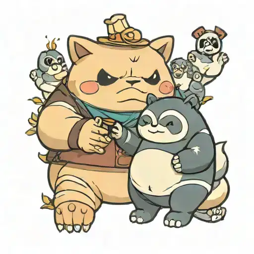 Snorlax and panda bumpfist tattoo design idea