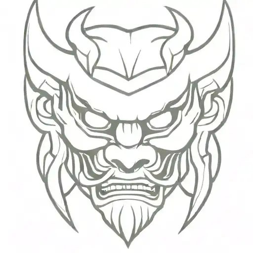 Oni demon mask tattoo design idea