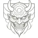 Oni demon mask tattoo design idea